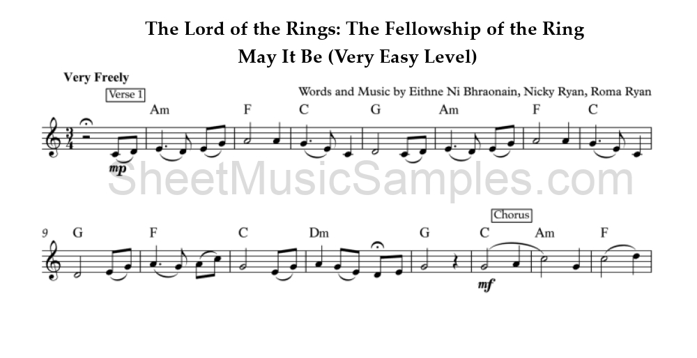 The Lord of the Rings: The Fellowship of the Ring - May It Be (Very Easy Level)