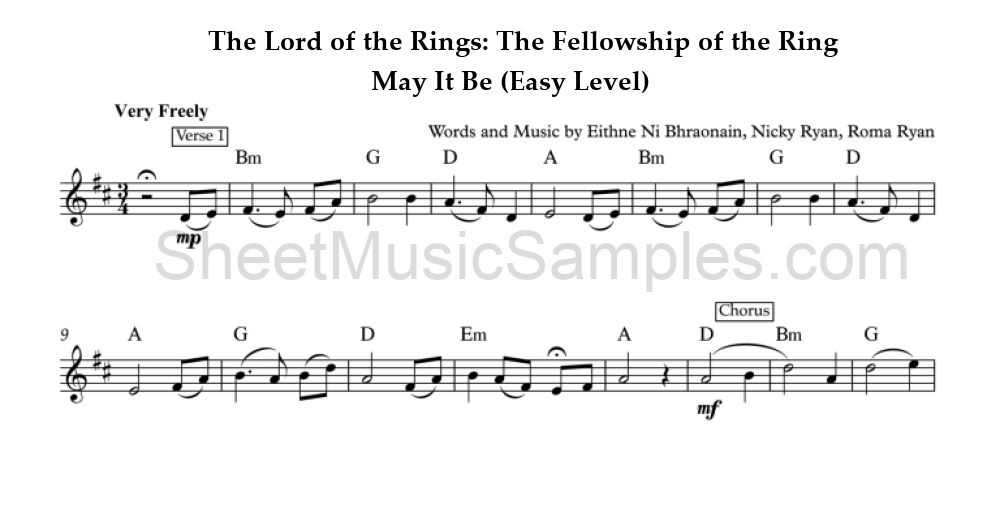 The Lord of the Rings: The Fellowship of the Ring - May It Be (Easy Level)