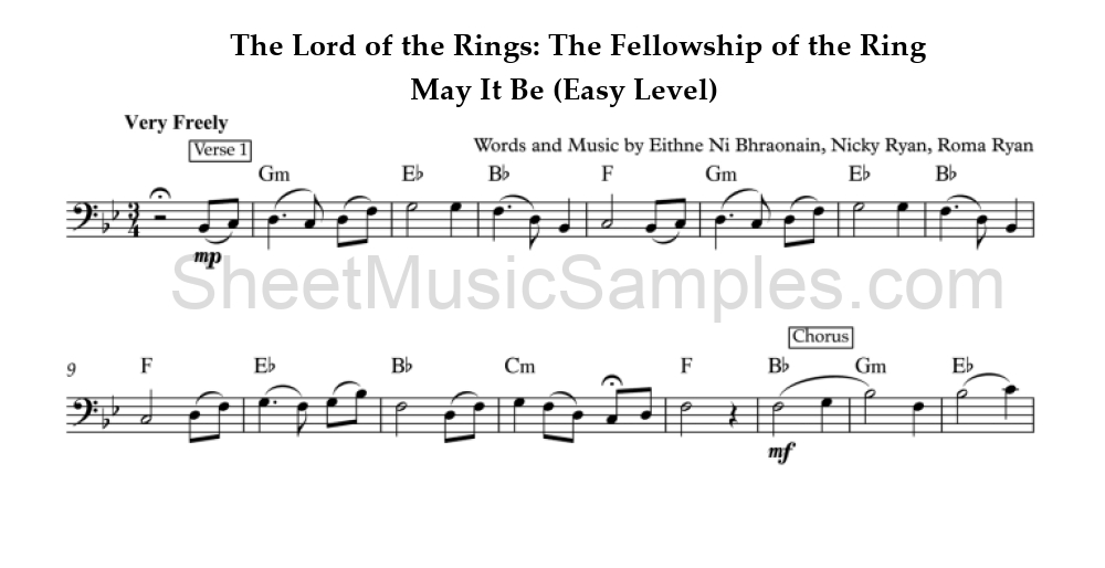 The Lord of the Rings: The Fellowship of the Ring - May It Be (Easy Level)