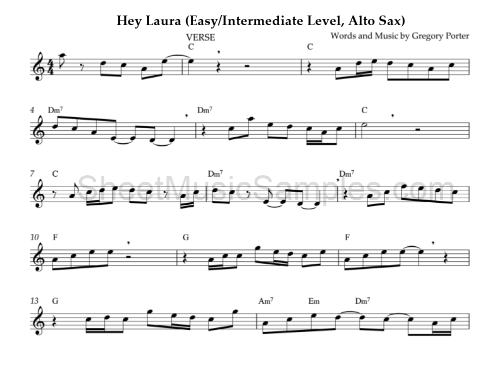 Hey Laura (Easy/Intermediate Level, Alto Sax)