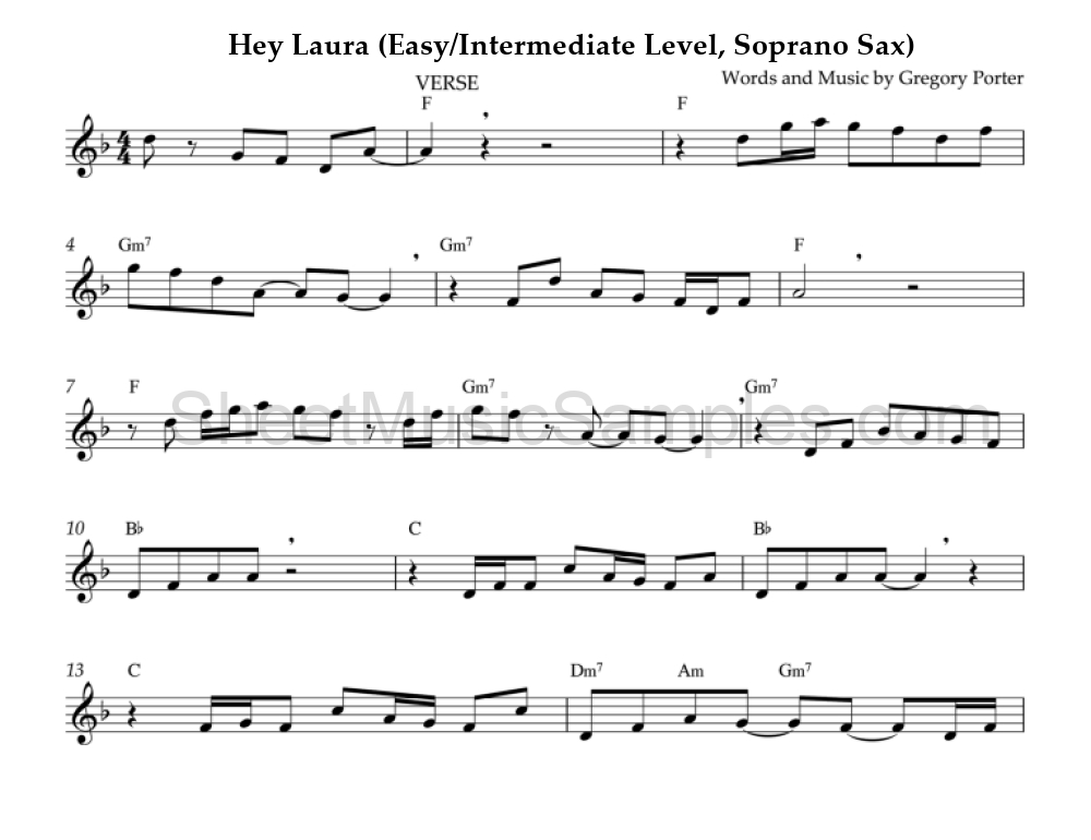 Hey Laura (Easy/Intermediate Level, Soprano Sax)