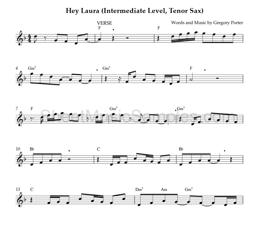 Hey Laura (Intermediate Level, Tenor Sax)