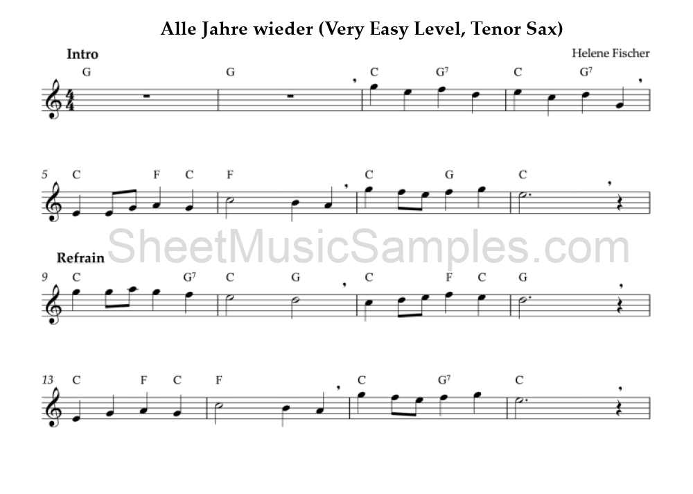 Alle Jahre wieder (Very Easy Level, Tenor Sax)