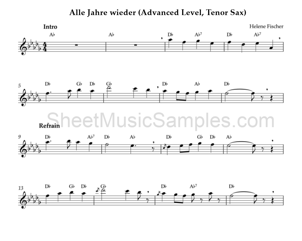 Alle Jahre wieder (Advanced Level, Tenor Sax)