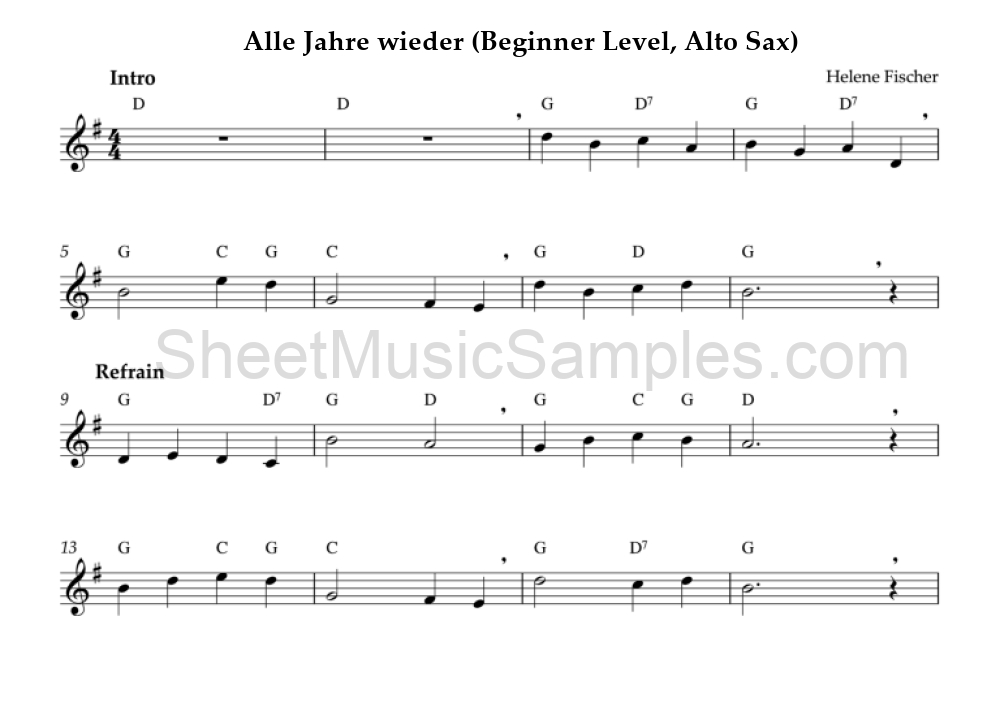 Alle Jahre wieder (Beginner Level, Alto Sax)