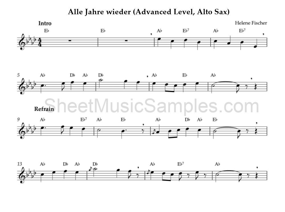 Alle Jahre wieder (Advanced Level, Alto Sax)