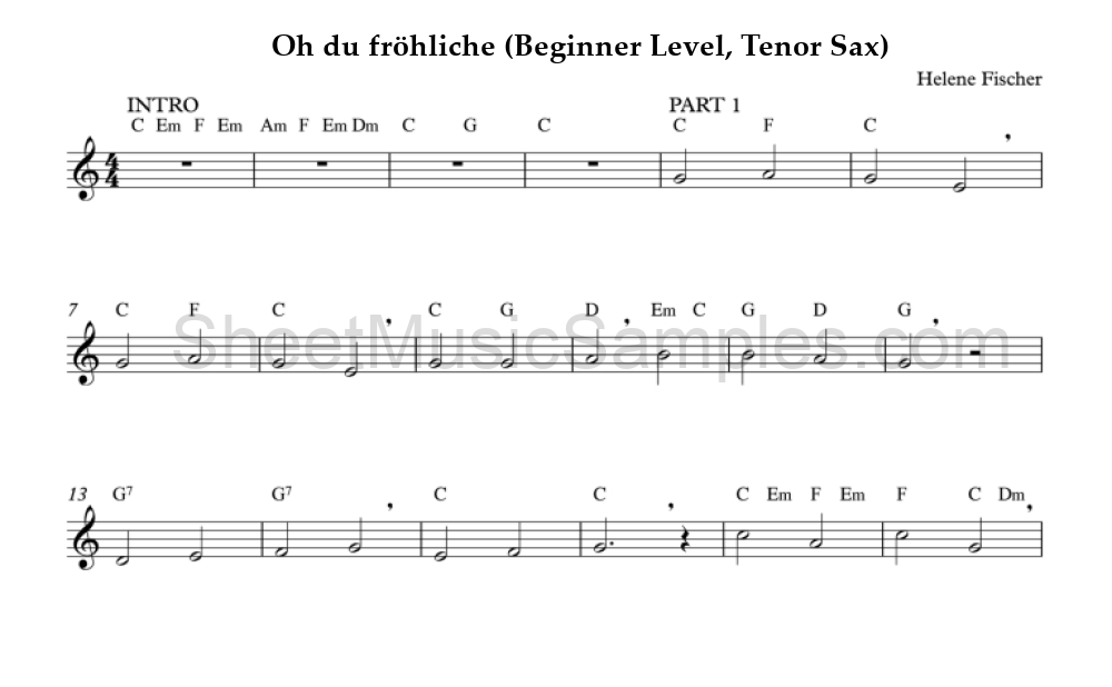 Oh du fröhliche (Beginner Level, Tenor Sax)