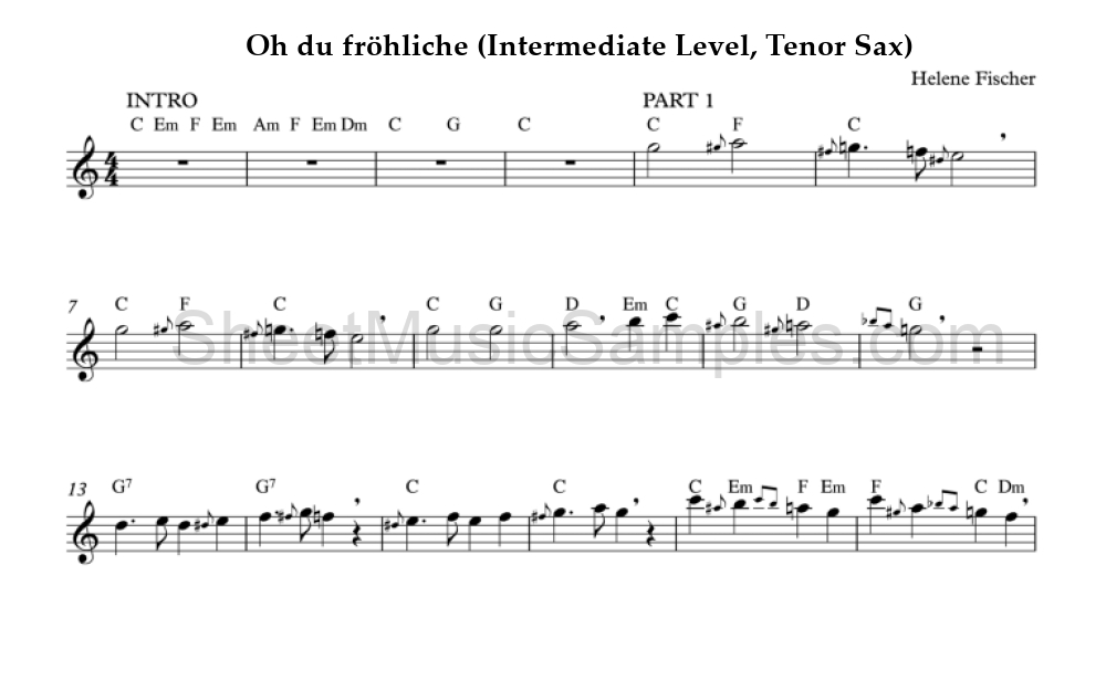 Oh du fröhliche (Intermediate Level, Tenor Sax)