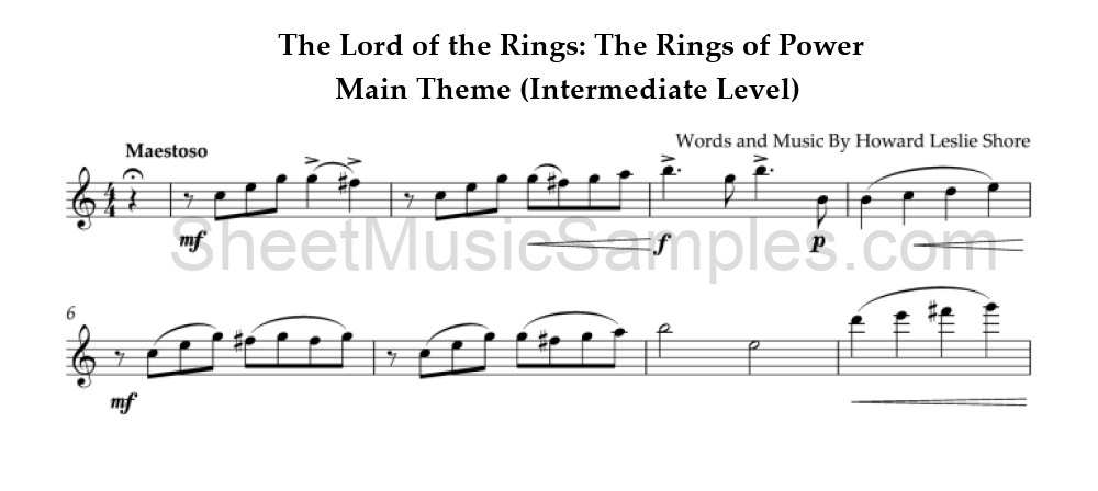 The Lord of the Rings: The Rings of Power - Main Theme (Intermediate Level)