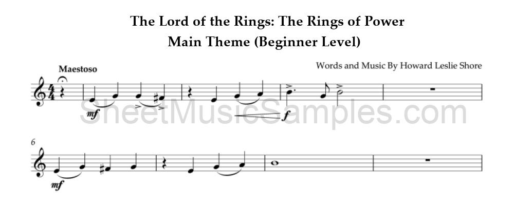 The Lord of the Rings: The Rings of Power - Main Theme (Beginner Level)