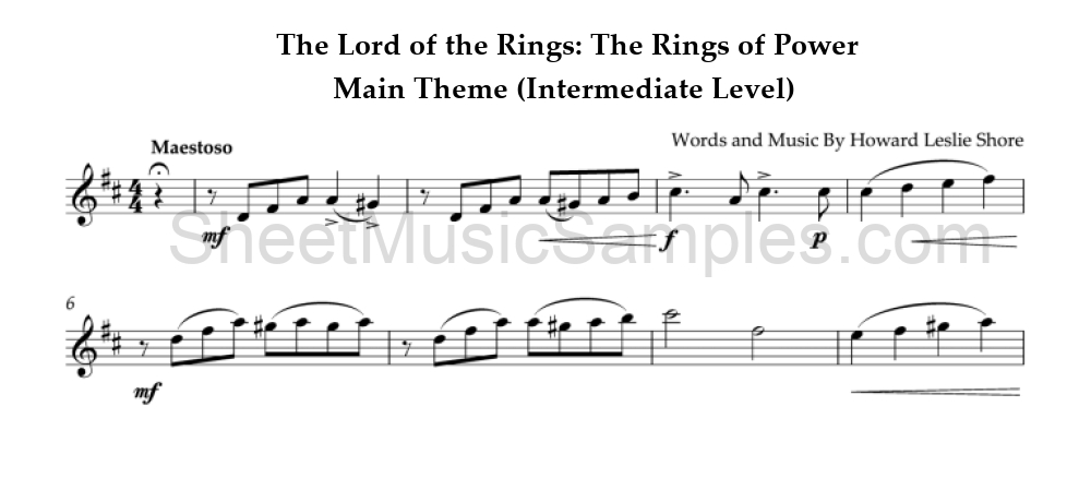 The Lord of the Rings: The Rings of Power - Main Theme (Intermediate Level)