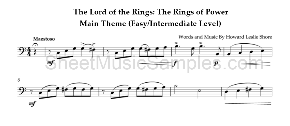 The Lord of the Rings: The Rings of Power - Main Theme (Easy/Intermediate Level)