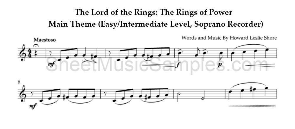 The Lord of the Rings: The Rings of Power - Main Theme (Easy/Intermediate Level, Soprano Recorder)