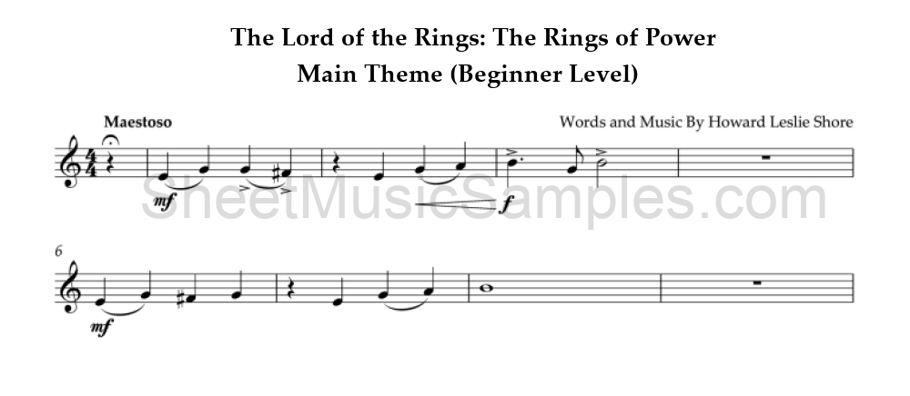 The Lord of the Rings: The Rings of Power - Main Theme (Beginner Level)