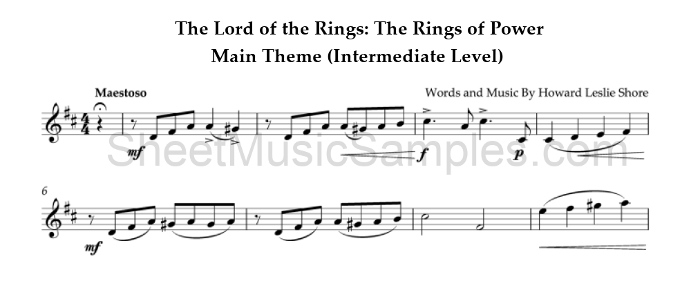 The Lord of the Rings: The Rings of Power - Main Theme (Intermediate Level)