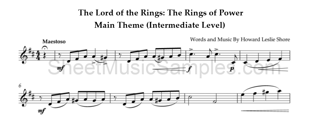 The Lord of the Rings: The Rings of Power - Main Theme (Intermediate Level)