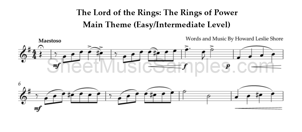 The Lord of the Rings: The Rings of Power - Main Theme (Easy/Intermediate Level)