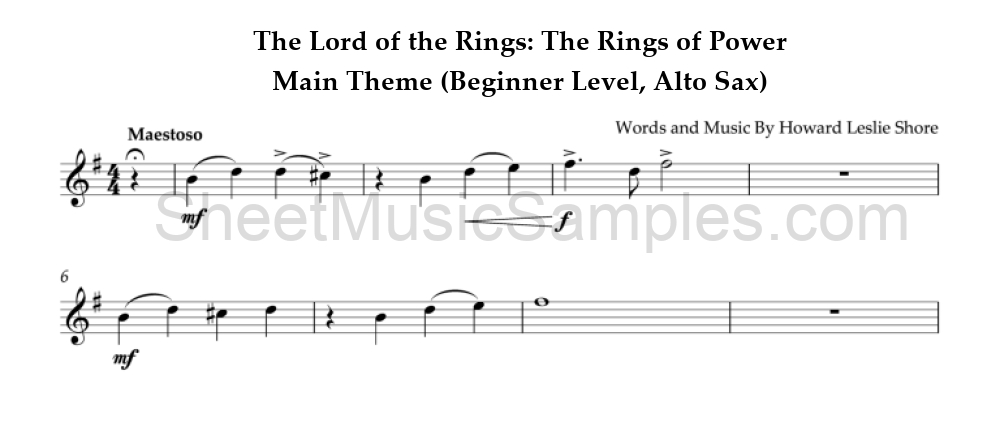 The Lord of the Rings: The Rings of Power - Main Theme (Beginner Level, Alto Sax)