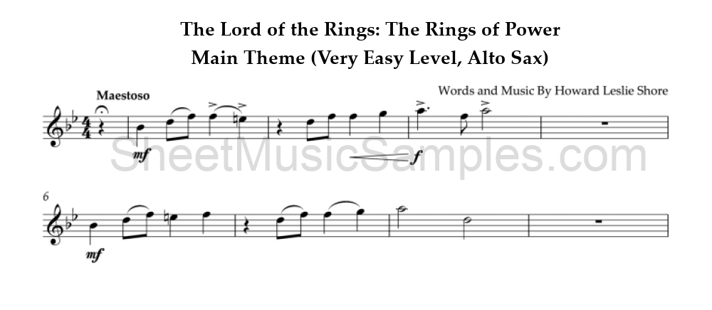 The Lord of the Rings: The Rings of Power - Main Theme (Very Easy Level, Alto Sax)