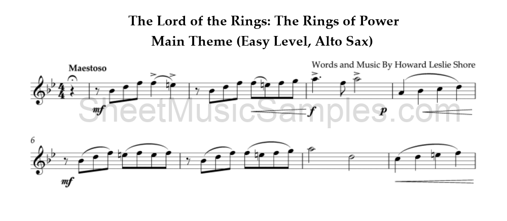 The Lord of the Rings: The Rings of Power - Main Theme (Easy Level, Alto Sax)