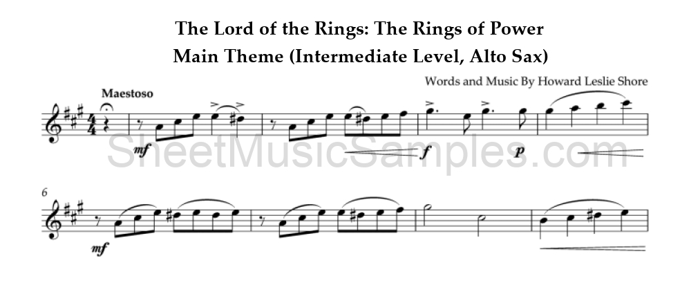 The Lord of the Rings: The Rings of Power - Main Theme (Intermediate Level, Alto Sax)