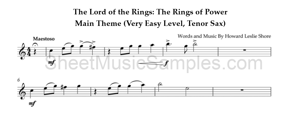 The Lord of the Rings: The Rings of Power - Main Theme (Very Easy Level, Tenor Sax)