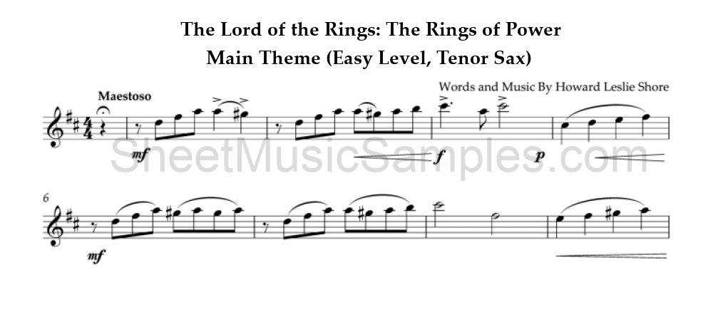 The Lord of the Rings: The Rings of Power - Main Theme (Easy Level, Tenor Sax)