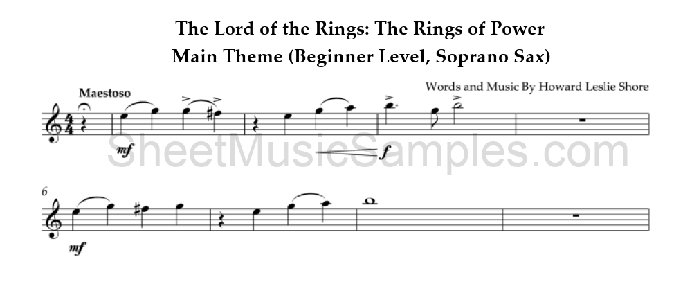 The Lord of the Rings: The Rings of Power - Main Theme (Beginner Level, Soprano Sax)