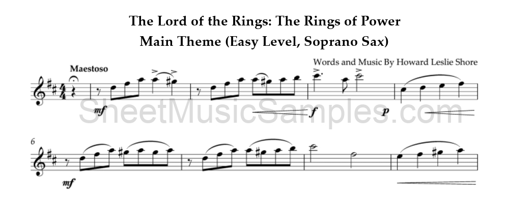 The Lord of the Rings: The Rings of Power - Main Theme (Easy Level, Soprano Sax)