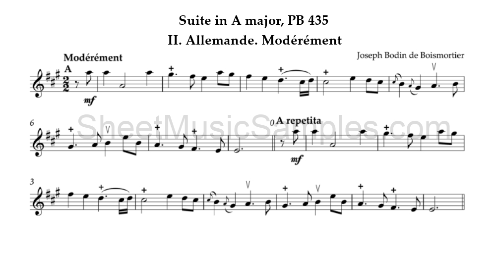 Suite in A major, PB 435 - II. Allemande. Modérément