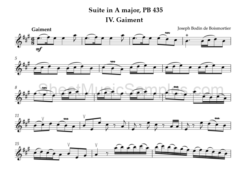 Suite in A major, PB 435 - IV. Gaiment