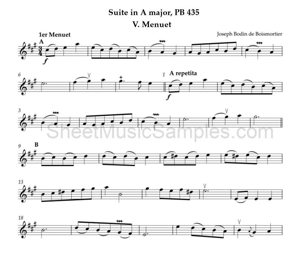 Suite in A major, PB 435 - V. Menuet