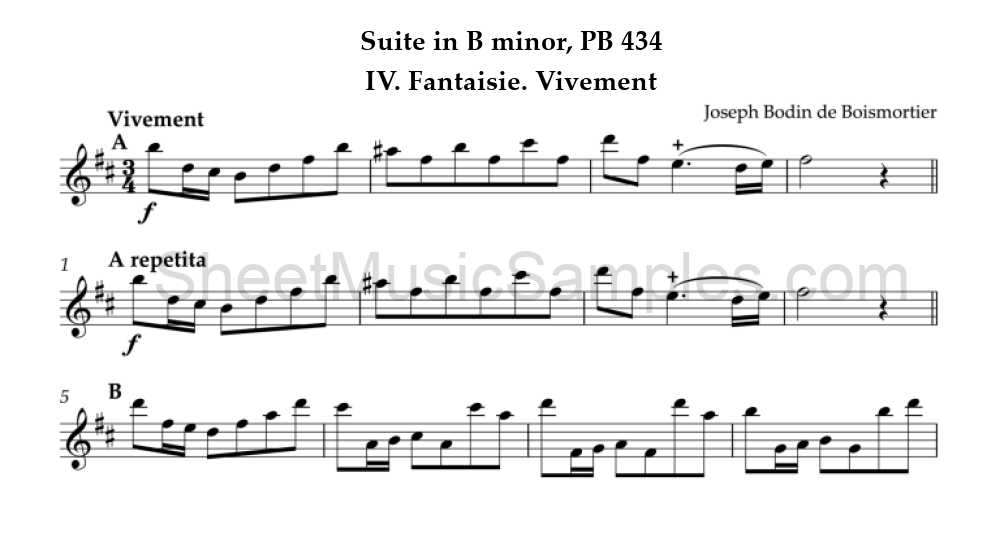 Suite in B minor, PB 434 - IV. Fantaisie. Vivement