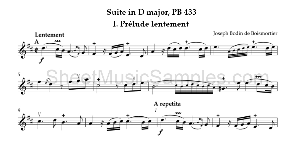 Suite in D major, PB 433 - I. Prélude lentement