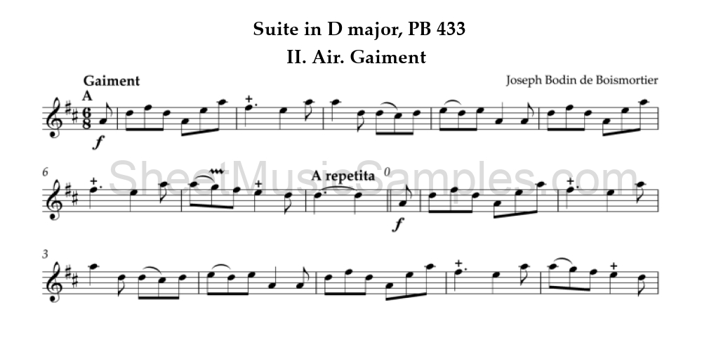 Suite in D major, PB 433 - II. Air. Gaiment