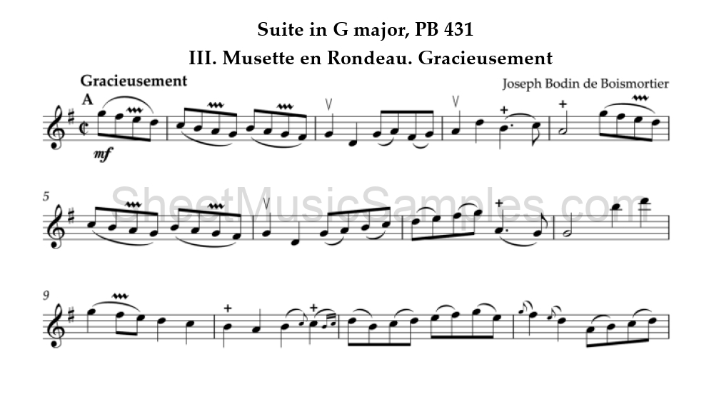 Suite in G major, PB 431 - III. Musette en Rondeau. Gracieusement