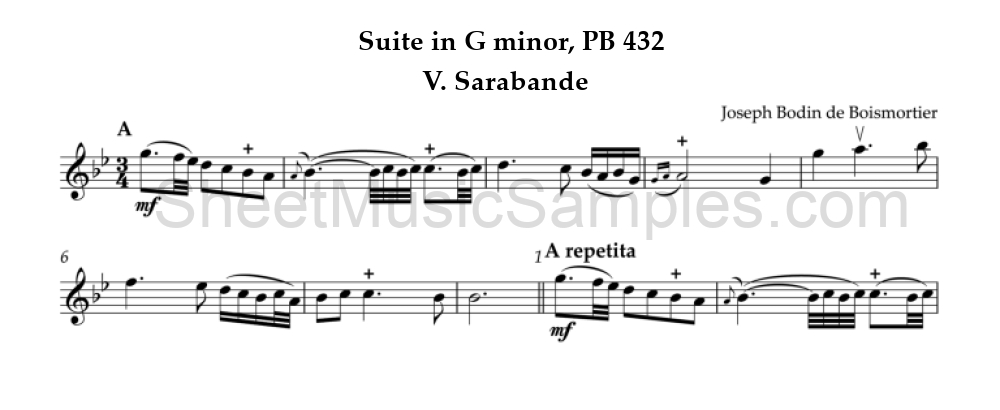 Suite in G minor, PB 432 - V. Sarabande