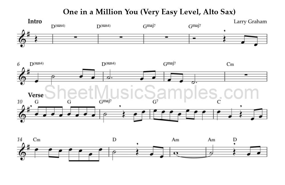 One in a Million You (Very Easy Level, Alto Sax)