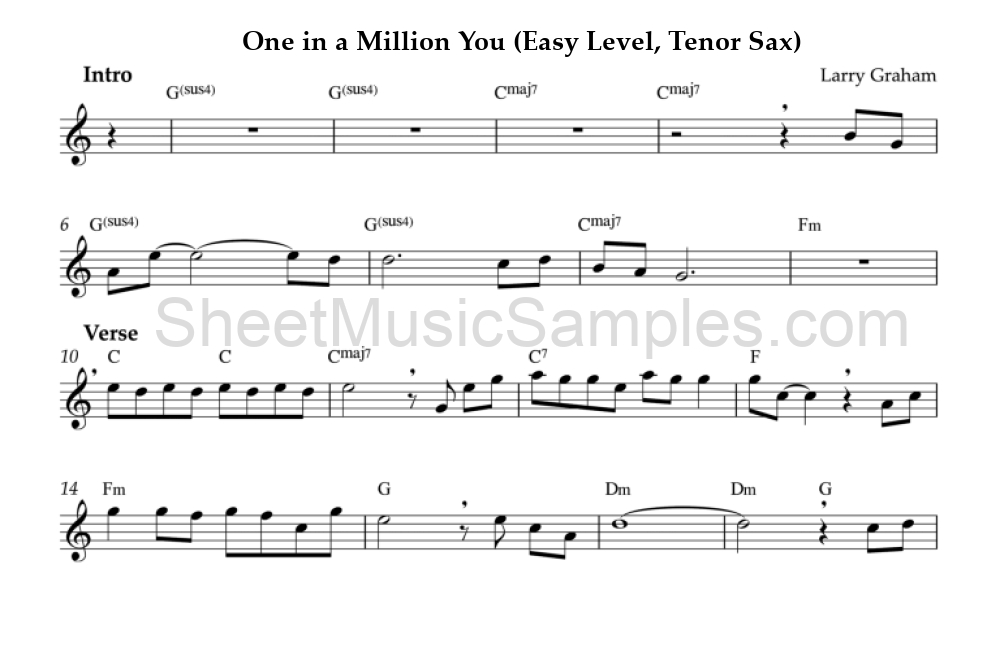 One in a Million You (Easy Level, Tenor Sax)