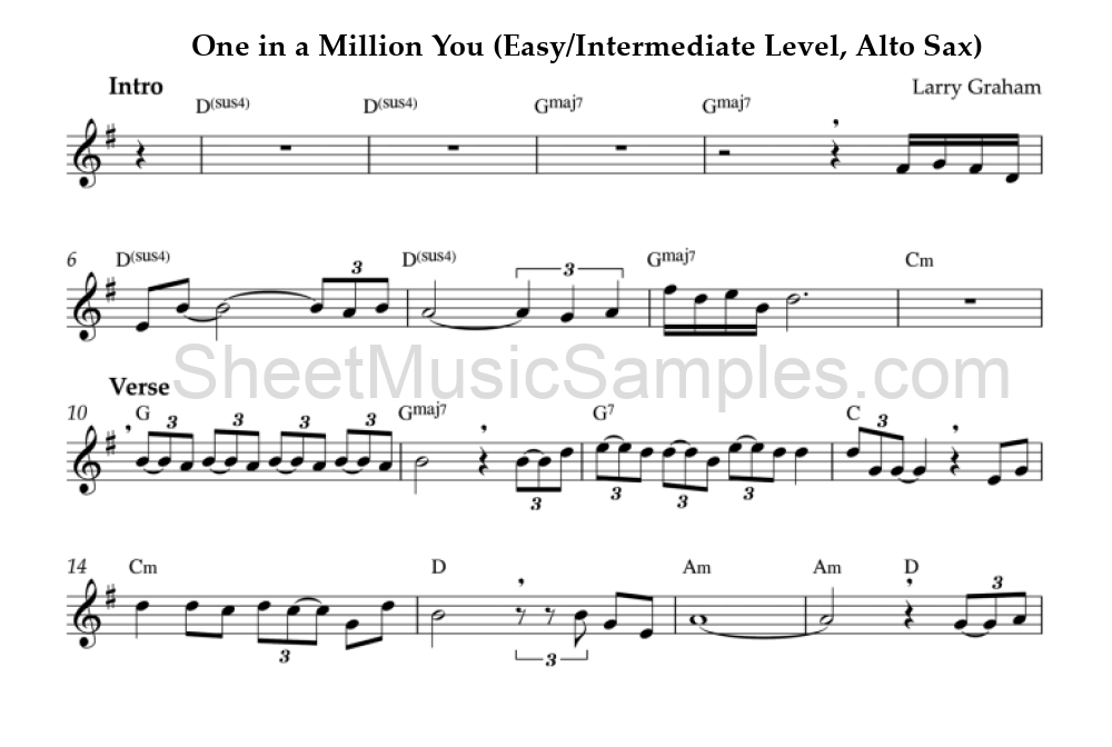 One in a Million You (Easy/Intermediate Level, Alto Sax)