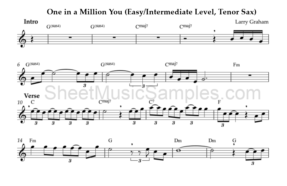 One in a Million You (Easy/Intermediate Level, Tenor Sax)