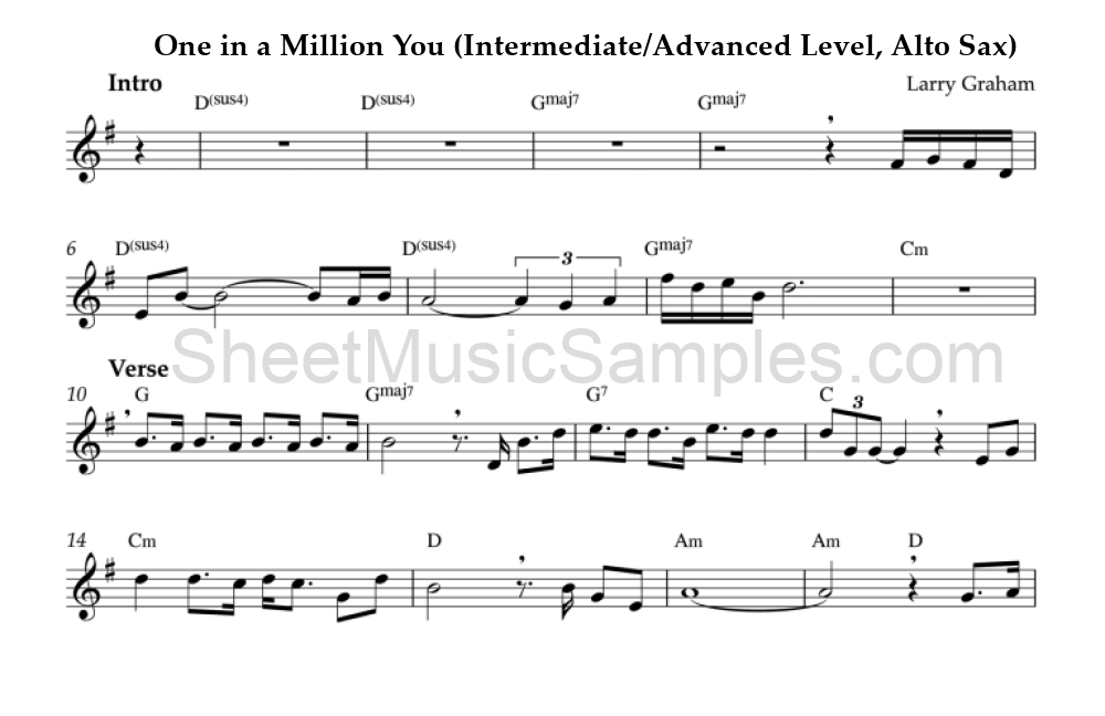 One in a Million You (Intermediate/Advanced Level, Alto Sax)