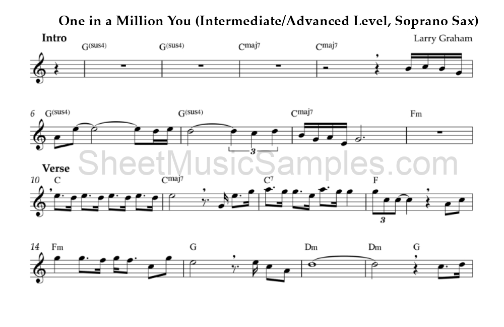 One in a Million You (Intermediate/Advanced Level, Soprano Sax)