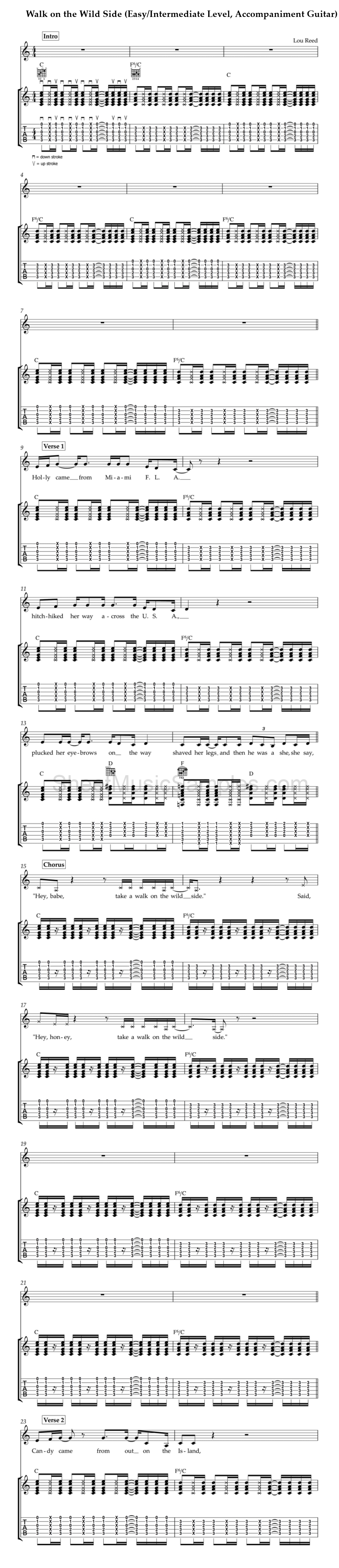 Walk on the Wild Side (Easy/Intermediate Level, Accompaniment Guitar)