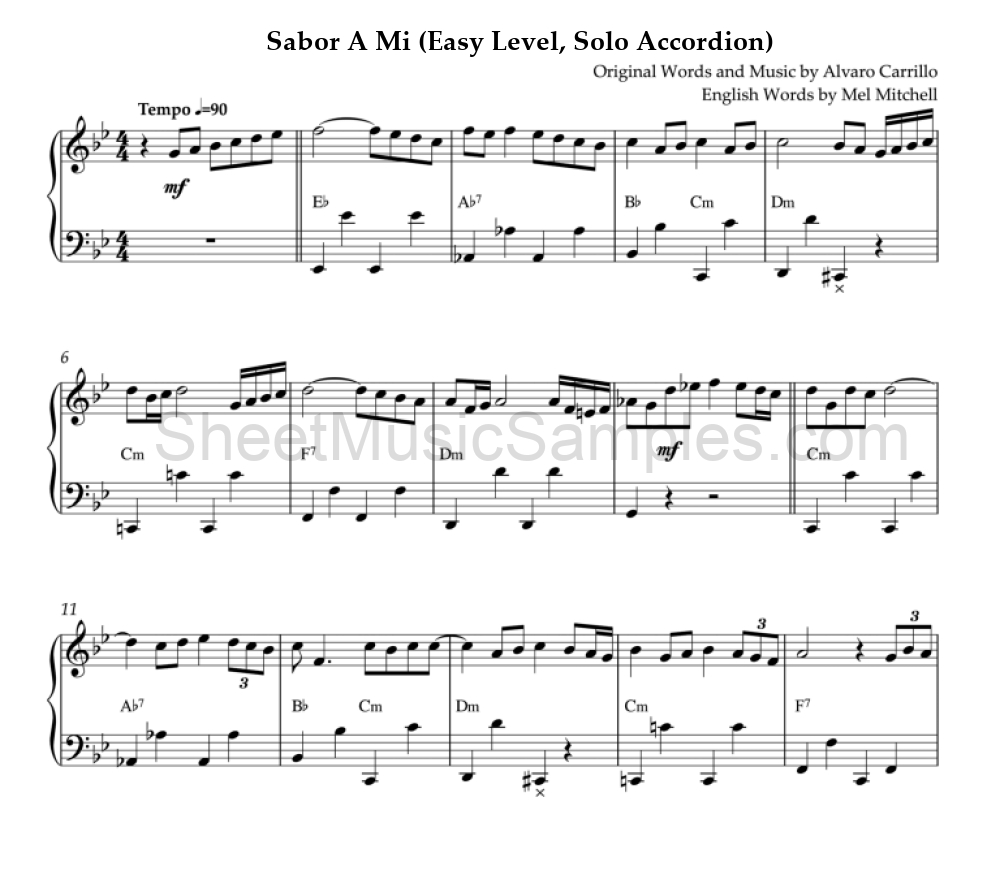 Sabor A Mi (Easy Level, Solo Accordion)