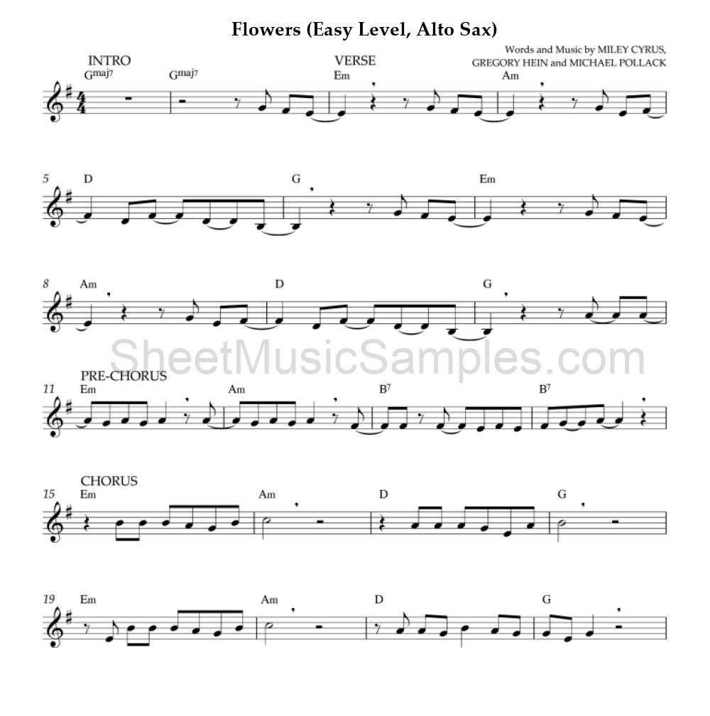 Flowers (Easy Level, Alto Sax)