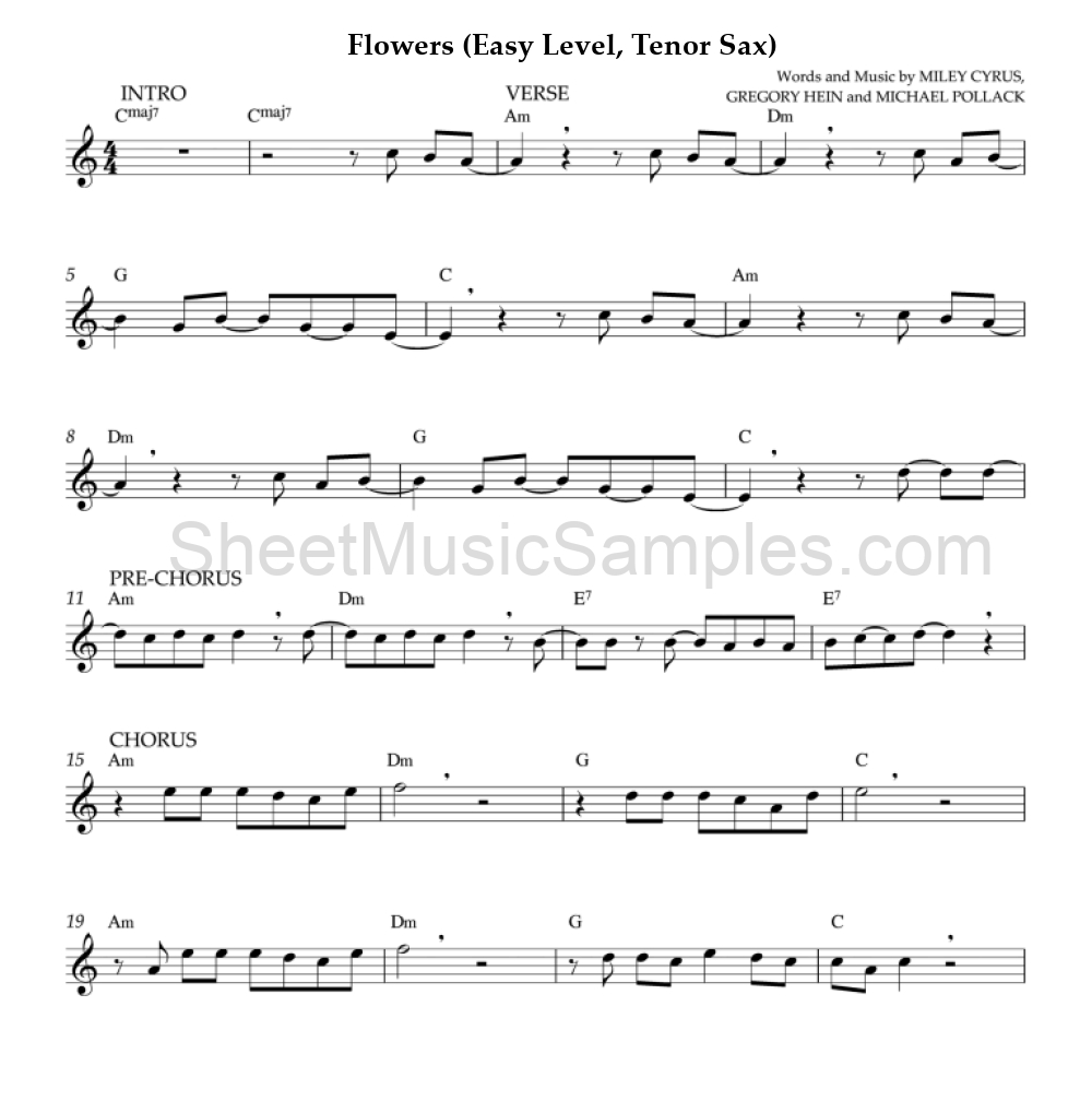 Flowers (Easy Level, Tenor Sax)