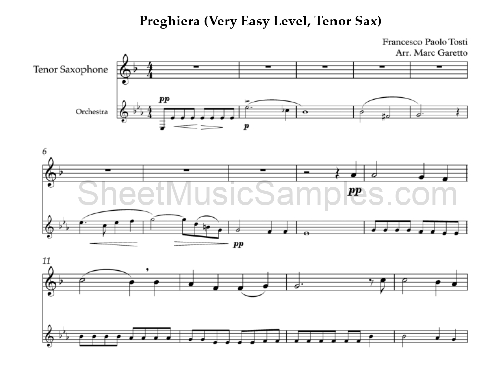 Preghiera (Very Easy Level, Tenor Sax)