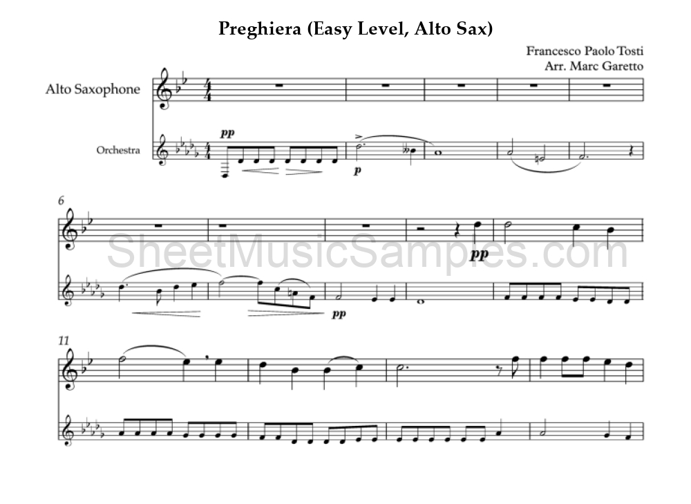 Preghiera (Easy Level, Alto Sax)