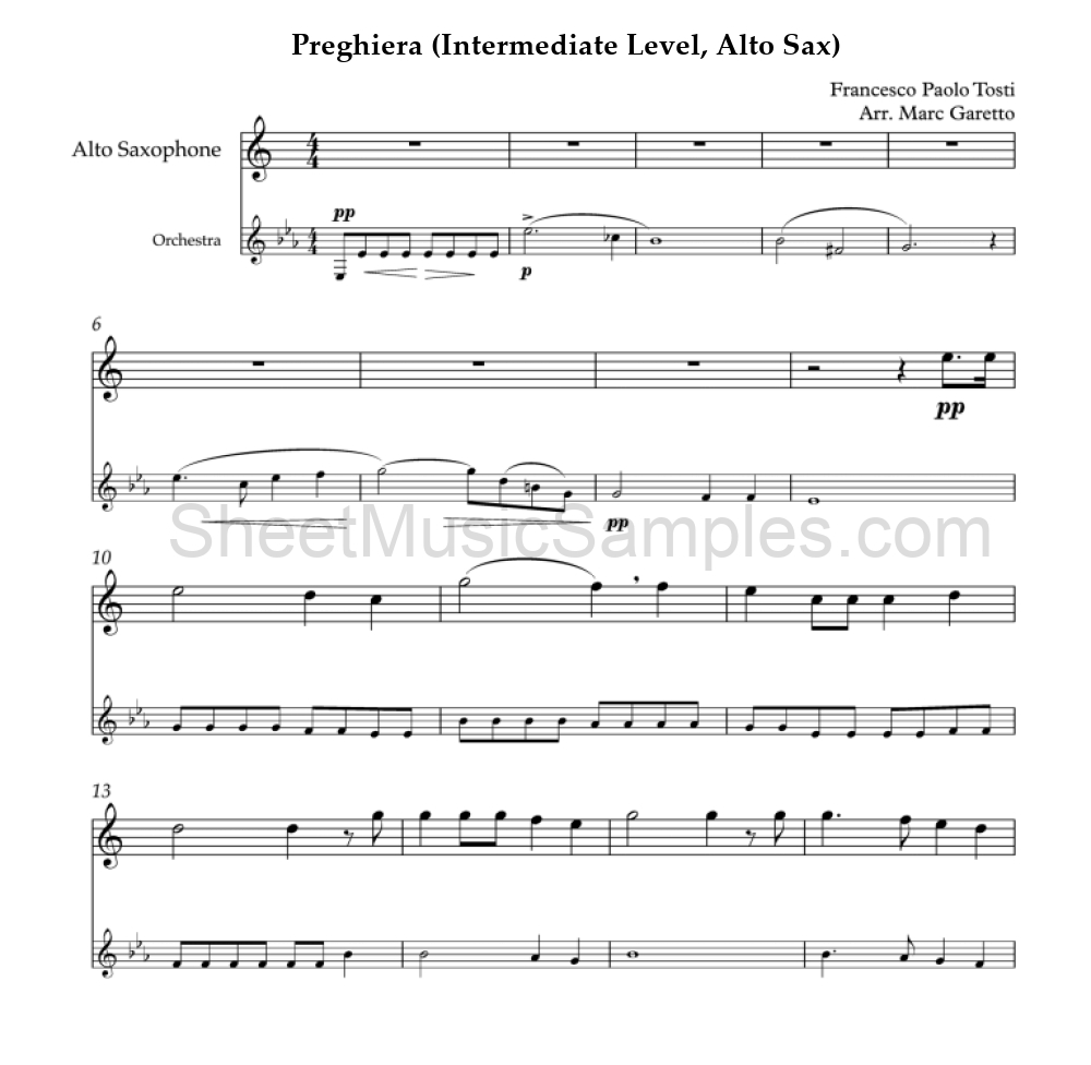 Preghiera (Intermediate Level, Alto Sax)